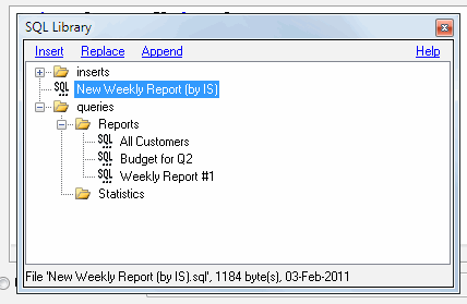 DTM Query Reporter: SQL library usage