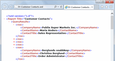 DTM Query Reporter: export database query to XML Document