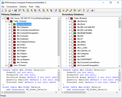 Click to view DTM Schema Comparer 1.08.00 screenshot