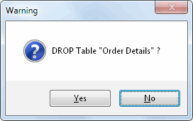 DTM Schema Inspector Online Help: drop database object