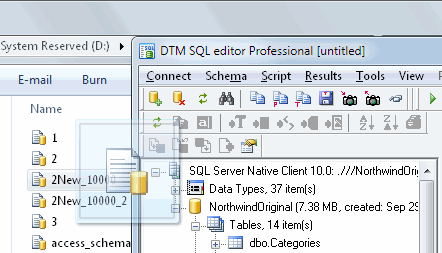 DTM SQL editor: drag-n-drop SQL file to the editor