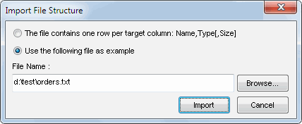 DTM Flat File Generator: import structure options