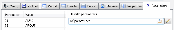 DTM Query Reporter: file with parameters value content