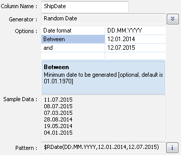DTM Data Generator for Excel: random date generation properties