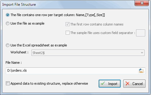 DTM Flat File Generator: advanced structure import features