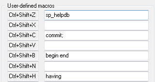 DTM SQL editor: user defined macros
