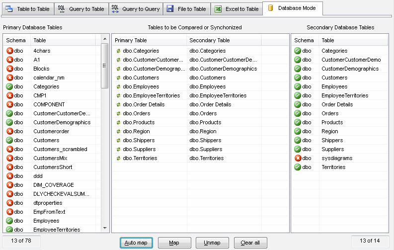 DTM Data Comparer: Database Comparison Mode