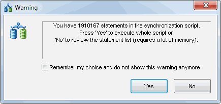 DTM Data Comparer: large script warning