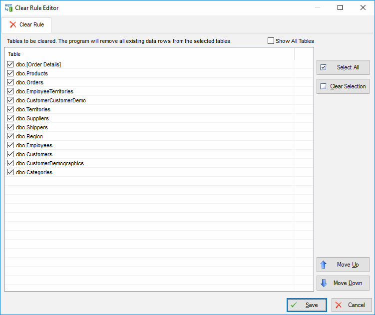 DTM Data Generator: Clear Database Rule