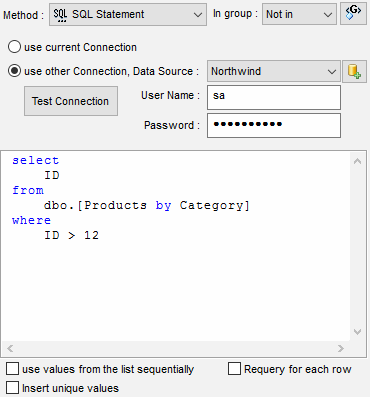 DTM Data Generator: By SQL statement data generation method