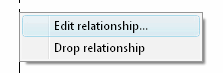 DTM Data Modeler: Relationship context menu