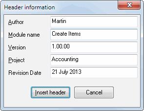 DTM SQL editor: Module Header plugin