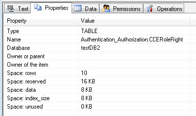 DTM SQL editor: database object additional properties