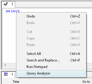 DTM SQL editor: run Query Analyzer plugin