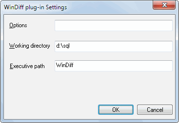DTM SQL editor: run WinDiff plug-in settings