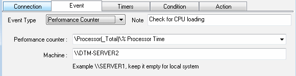DTM DB Event: Event: performance counter