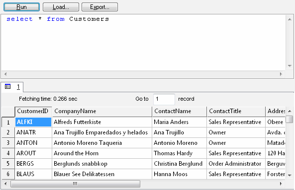 DTM Data Generator for Excel: SQL Console