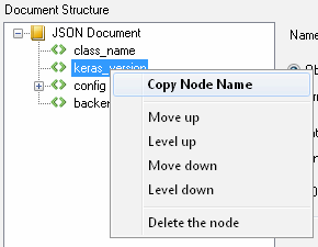 DTM Data Generator for JSON: node list context menu