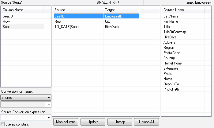 DTM Migration Kit: column mapping feature