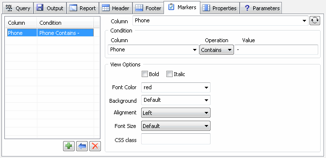 DTM Query Reporter: value markers
