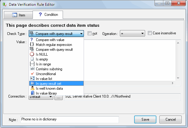 DTM Data Scrubber: data verification or validation rule