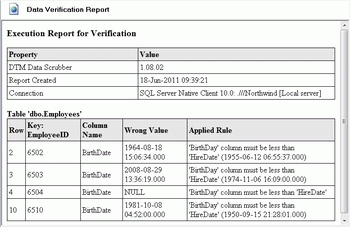 DTM Data Scrubber: data verification report