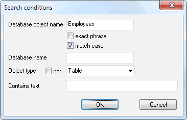 DTM Schema Inspector Online Help: filter properties window