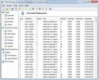 DTM DB Stress. Performance tuning tool screenshots