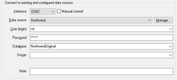 Connect to data source window